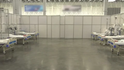 Empty hospital field tent for the first AID, a mobile medical unit of red cross Stock Footage 170673046