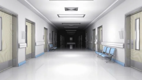 Empty hospital with lights turning on sequentialy. Stock Footage 306595485