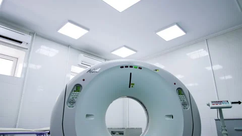 Empty hospital room with tomography machine in the middle.  Video stock 236435938