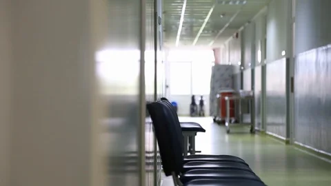 Empty Hospital Tracking Over Waiting Chairs Rack Focus Stock-Footage 102448269