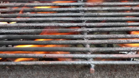Empty hot charcoal barbecue BBQ grill with burning fire 스톡 동영상 157231634