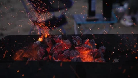 Empty hot charcoal barbecue BBQ grill Stock Footage 242344724