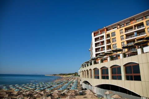Empty hotel beach 스톡 사진