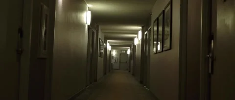 Empty Hotel Hallway with Tilt Down Stock Footage 247015368