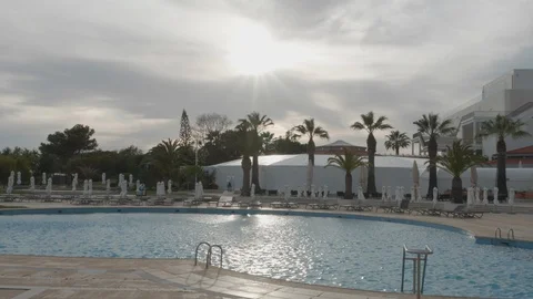 Empty hotel swimming pool Stock Footage 106497098