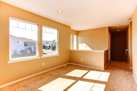 Empty house interior. bright room with windows Stock Photos