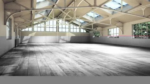 Empty house white interior with large window 3d illustration Stock Illustration