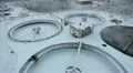 Empty huge round tanks for waste water treatment in factory HD Footage