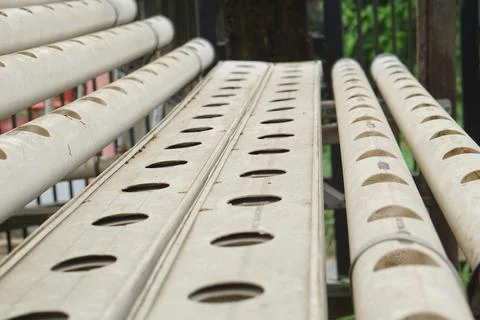 Empty hydroponic pipes Stock Photos
