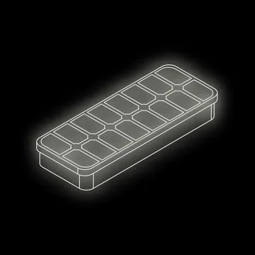 Empty ice cube tray glowing on dark background Illustrazione stock