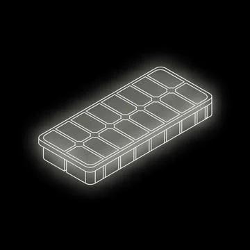 Empty ice cube tray glowing on dark background 库存插图