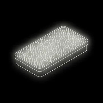 Empty ice cube tray glowing on dark background Stock Illustration