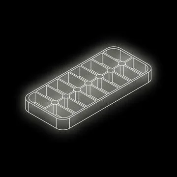 Empty ice cube tray glowing on dark background, isometric projection 스톡 일러스트
