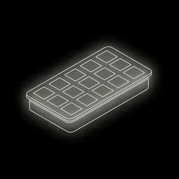 Empty ice cube tray glowing on dark background Stockillustratie