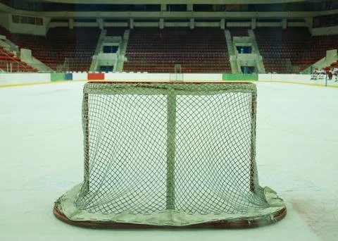 The empty ice hockey goal Stock Photos