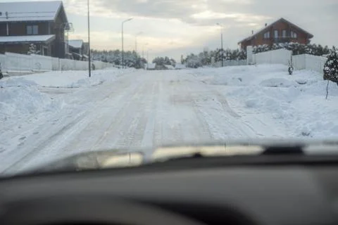 Empty ice road in town 写真素材