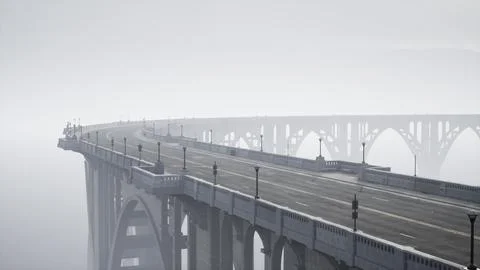 An empty illuminated asphalt road in a thick fog 스톡 일러스트