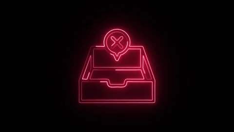Empty Inbox Icon Isolated on Black Background, Email Clear Neon Line Motion.. Video stock 327382263