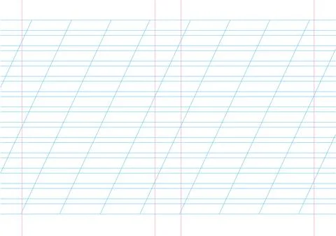 Empty incline lined pages notebook school blank pad, vector background. blue Stock Illustration