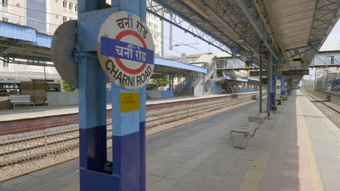 Empty Indian train platform during national lockdown amid coronavirus Stock Footage 130240526