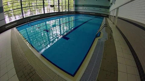 Empty Indoor Swimming Pool Stock Footage 76917291