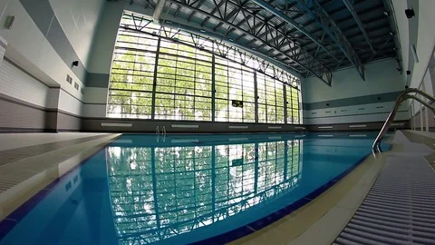 Empty Indoor Swimming Pool Stock Footage 76917333