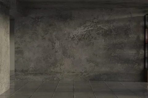 Empty industrial concrete wall with textured surface over polished floor in.. Stock Illustration