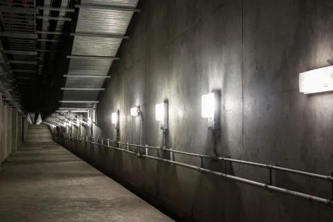 Empty industrial garage room interior with concrete Foto stock