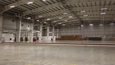 Empty Industrial Warehouse Stock Footage 156571874