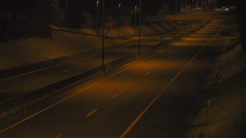 Empty Inner City Highway after COVID-19 Lockdown Video stock 147924538