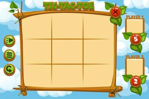 Empty interface Tic-Tac-Toe Game UI for your 2D game design. Board logic game Stock Illustration