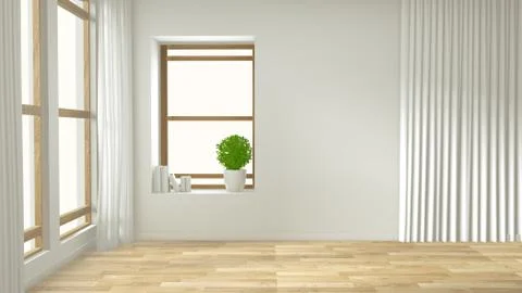 Empty interior background, room with decoraion mock up on wooden floor minima Stock Illustration
