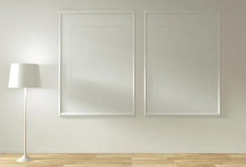 Empty interior background, room with decoraion mock up on wooden floor minima Stock Illustration