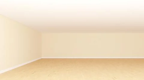 Empty Interior with Beige Walls, Light Parquet Floor and White Plinth Stock Illustration