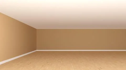 Empty Interior with Beige Walls, Light Parquet Floor and White Plinth Stock Illustration