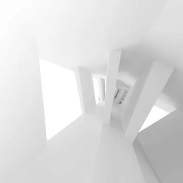 Empty interior with bent perspective. 3d Illustrazione stock