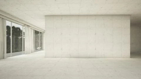 Empty interior. Concrete frontal 3d render 库存插图