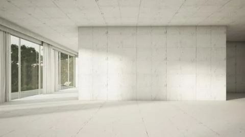 Empty interior. Concrete frontal 3d render 库存插图