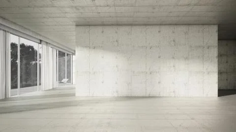 Empty interior. Concrete frontal 3d render 库存插图