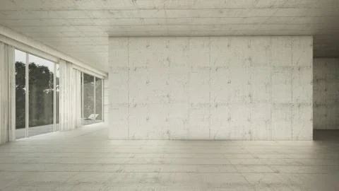 Empty interior. Concrete frontal 3d render 库存插图