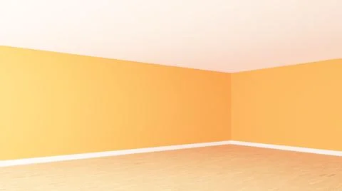 Empty Interior Corner with Bright Orange Walls, White Ceiling Stock Illustration