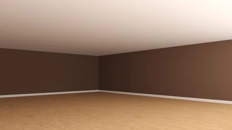 Empty Interior Corner with a Dark Brown Stucco Wall, White Ceiling and a Light Stock Illustration