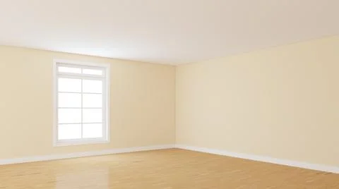 Empty Interior Corner with Light Beige Walls, Large Window and Parquet Floor Stock Illustration