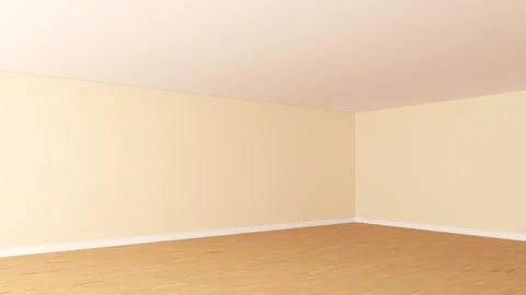 Empty Interior Corner with LIght Beige Walls, White Ceiling, Light Parquet Stock Illustration