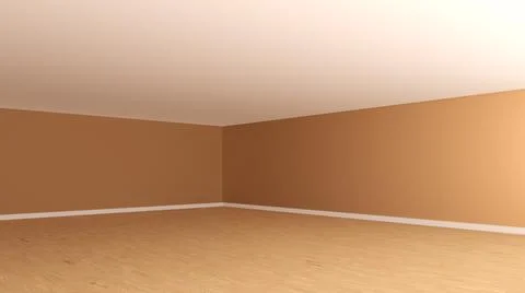 Empty Interior Corner with Light Brown Walls, White Ceiling, Light Parquet Floor Stock Illustration