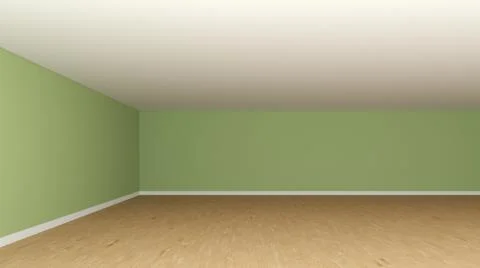 Empty Interior Corner with Light Green Walls, Frontal View. Interior Concept Stock Illustration