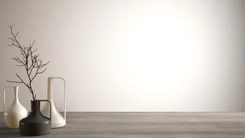 Empty interior design concept, wooden table or shelf with modern minimalist v イラスト素材