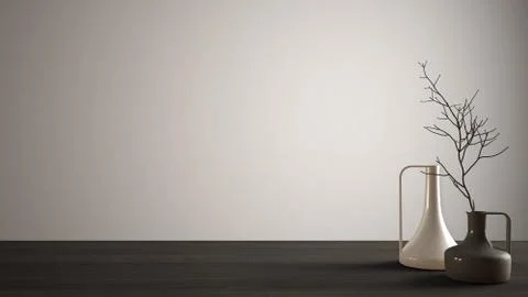 Empty interior design concept, wooden table or shelf with modern minimalist v イラスト素材