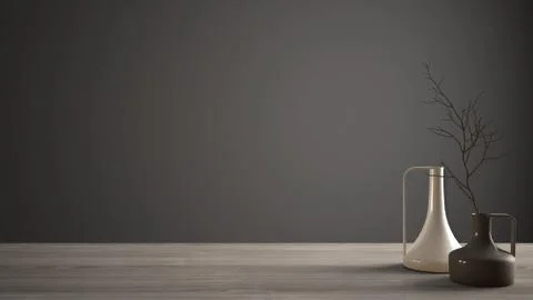 Empty interior design concept, wooden table or shelf with modern minimalist v イラスト素材