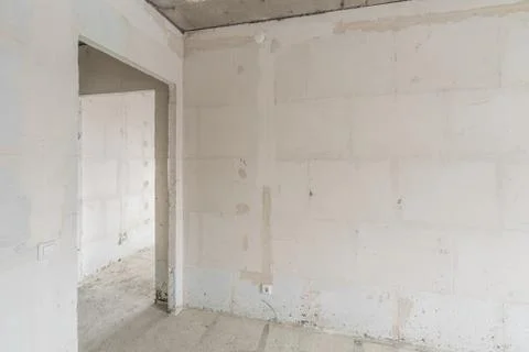 Empty interior for design, gray concrete wall. Empty room. Space for text and Stock Photos
